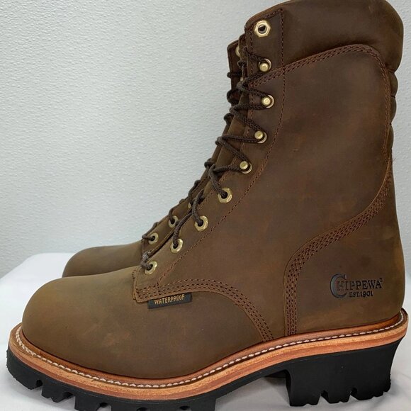 NEW CHIPPEWA Super DNA Steel Toe Waterproof Boots Brown Leather Size 10EEE - Picture 10 of 12